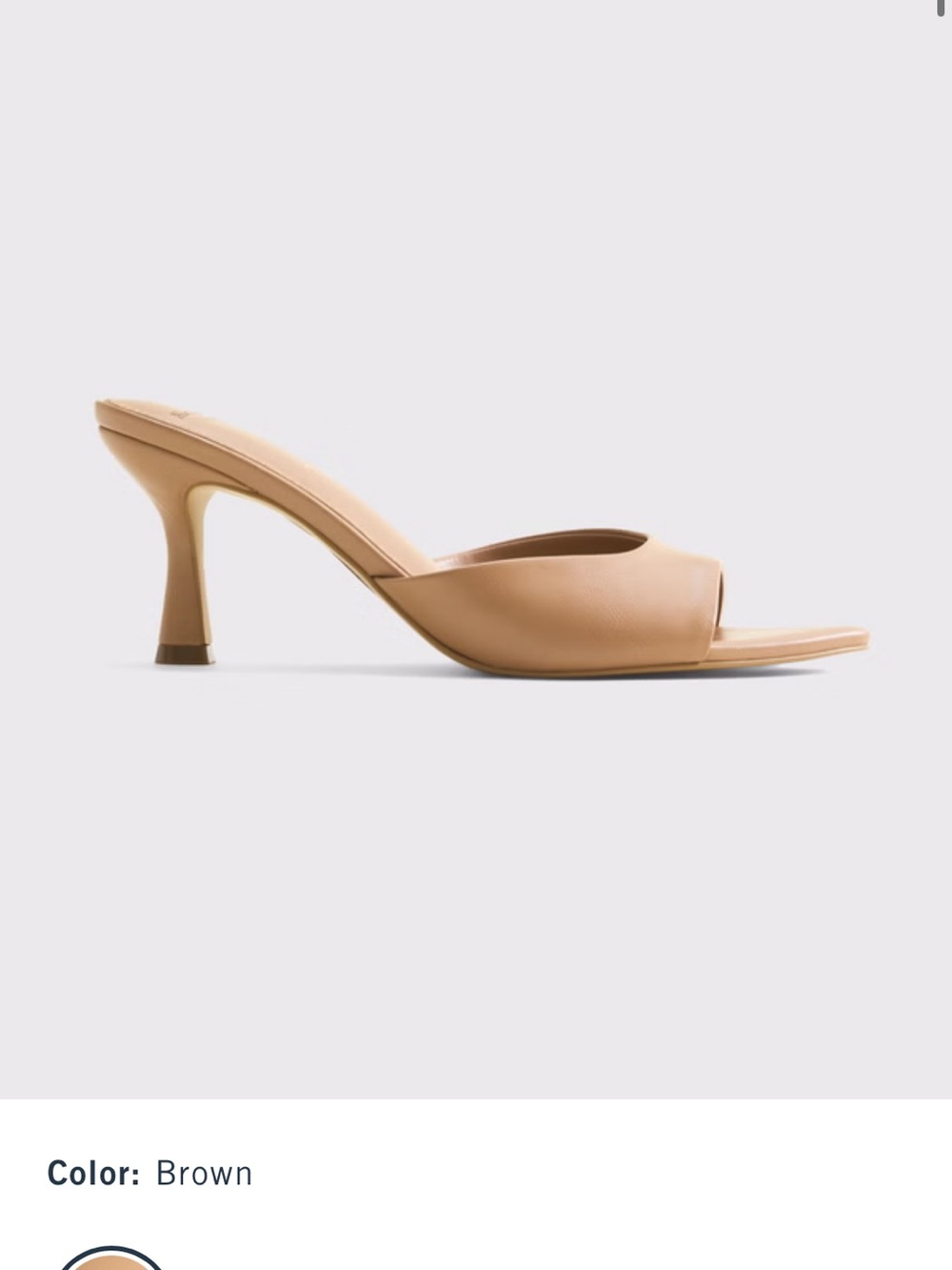 Abercrombie & Fitch Tan Brown Open-Toe Mid Heel Mule